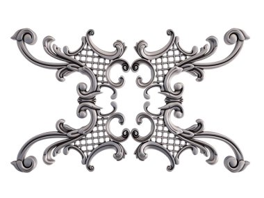 Beyaz bir arka plan üzerinde krom süsleme. İzole