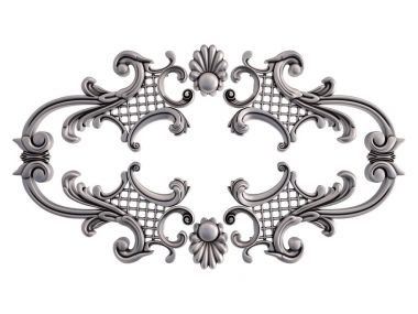 Beyaz bir arka plan üzerinde krom süsleme. İzole