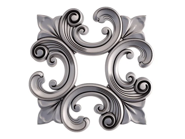 Beyaz bir arka plan üzerinde krom süsleme. İzole