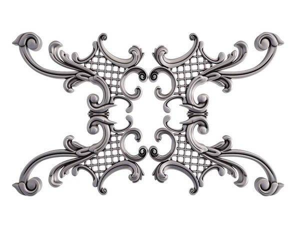 Beyaz bir arka plan üzerinde krom süsleme. İzole