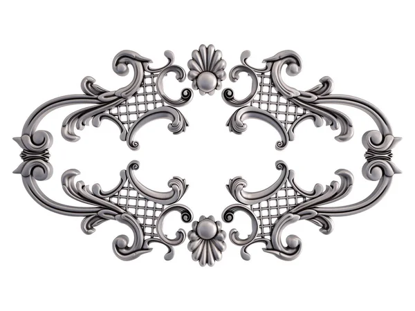 Beyaz bir arka plan üzerinde krom süsleme. İzole