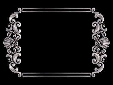 Siyah bir arka plan üzerinde Krom Çerçeve. İzole