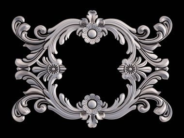 Siyah bir arka plan üzerinde krom süsleme. İzole