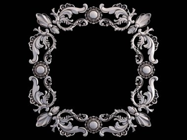 Siyah bir arka plan üzerinde Krom Çerçeve. İzole