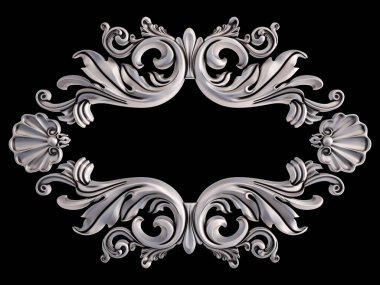 Siyah bir arka plan üzerinde krom süsleme. İzole