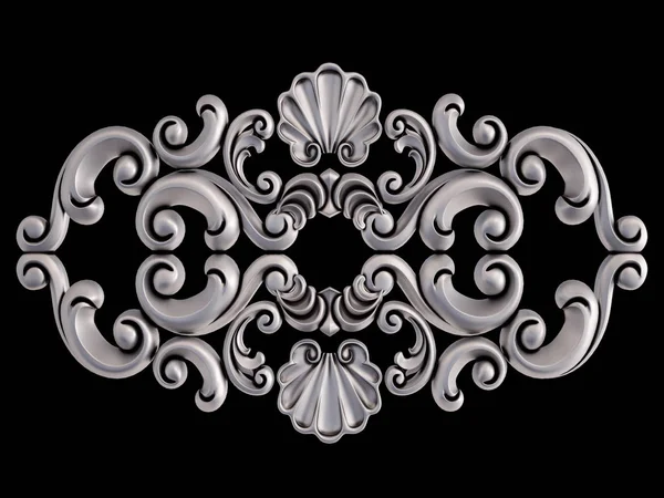 Chrome ornament on a black background. Isolated — Stock Photo, Image