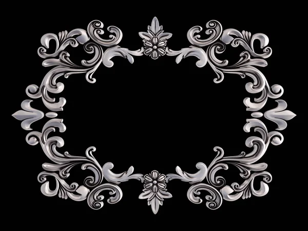 Chrome frame on a black background. Isolated — Stock Photo, Image