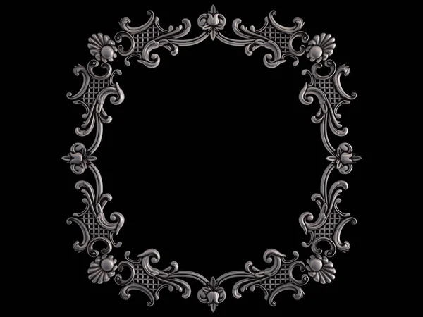 Chrome frame on a black background. Isolated — Stock Photo, Image