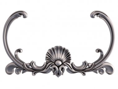 Beyaz bir arka plan üzerinde krom süsleme. İzole