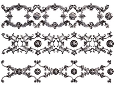 Beyaz bir arka plan üzerinde krom süsleme. İzole