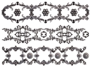 Beyaz bir arka plan üzerinde krom süsleme. İzole