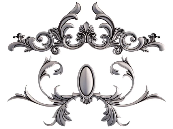 Ornamento cromato su sfondo bianco. Isolato — Foto Stock