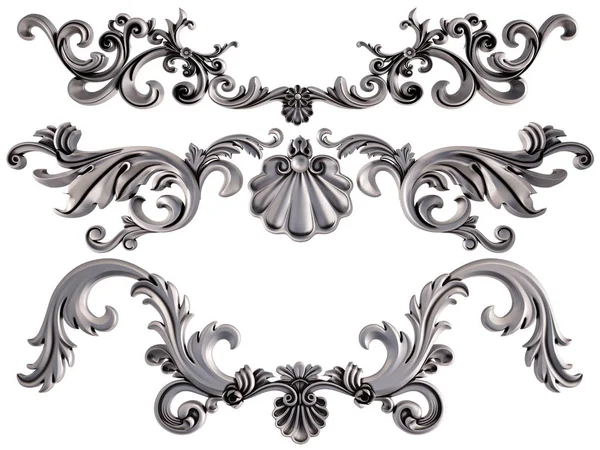 Beyaz bir arka plan üzerinde krom süsleme. İzole