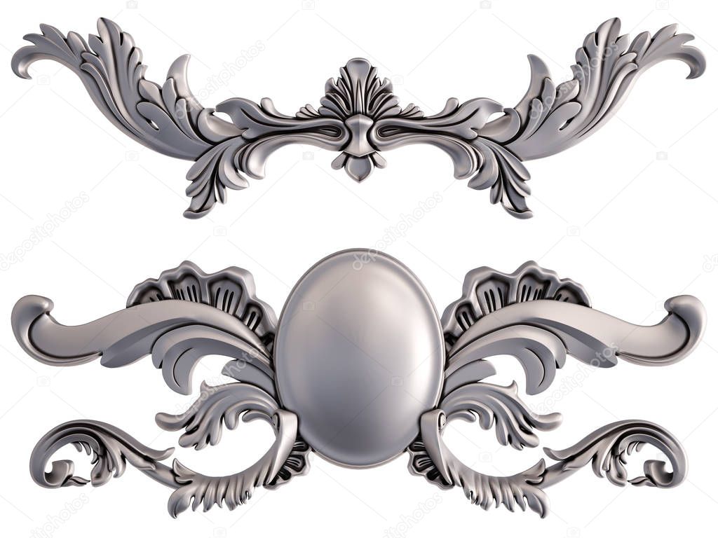 Chrome ornament on a white background. Isolated