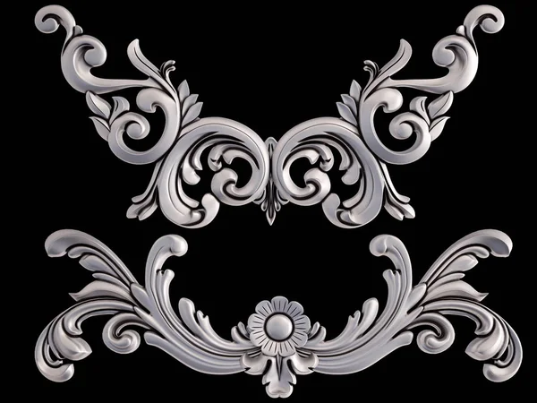 Chrome ornament on a black background. Isolated — Stock Photo, Image