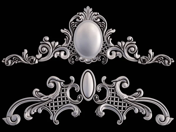 Chrome ornament on a black background. Isolated — Stock Photo, Image