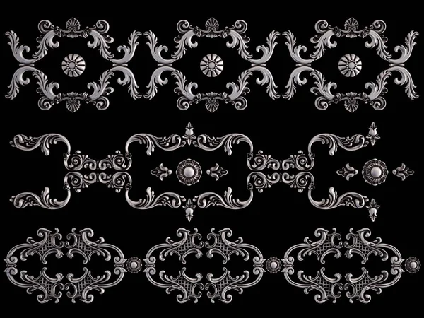 Chrome ornament on a black background. Isolated — Stock Photo, Image