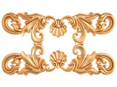 Beyaz zemin üzerine altın süs. İzole