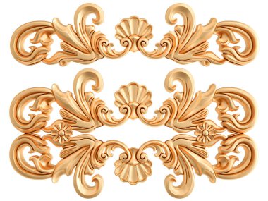 Beyaz zemin üzerine altın süs. İzole