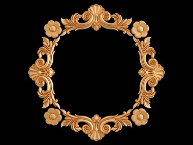 Siyah bir zemin üzerine altın çerçeve. İzole