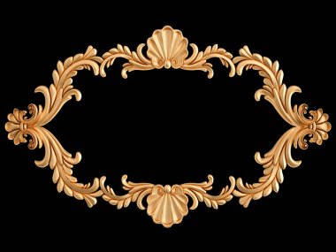 Siyah bir zemin üzerine altın çerçeve. İzole