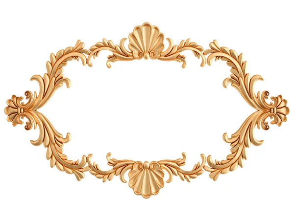 Gouden frame op een witte achtergrond. Geïsoleerd — Stockfoto