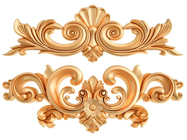 Ornamento in oro su sfondo bianco. Isolato — Foto Stock