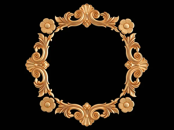 Siyah bir zemin üzerine altın çerçeve. İzole