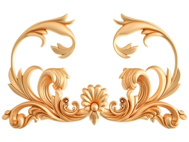 Beyaz zemin üzerine altın süs. İzole