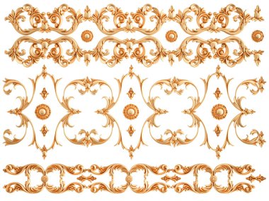 Beyaz zemin üzerine altın süs. İzole