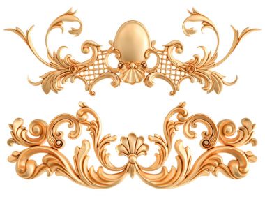 Beyaz zemin üzerine altın süs. İzole