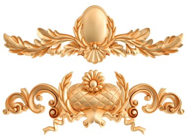 Beyaz zemin üzerine altın süs. İzole