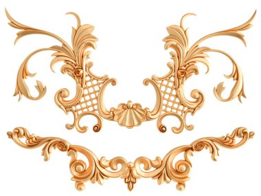 Beyaz zemin üzerine altın süs. İzole