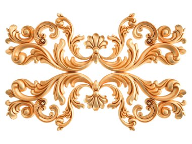 Beyaz zemin üzerine altın süs. İzole