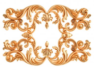 Beyaz zemin üzerine altın süs. İzole