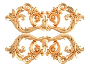 Beyaz zemin üzerine altın süs. İzole