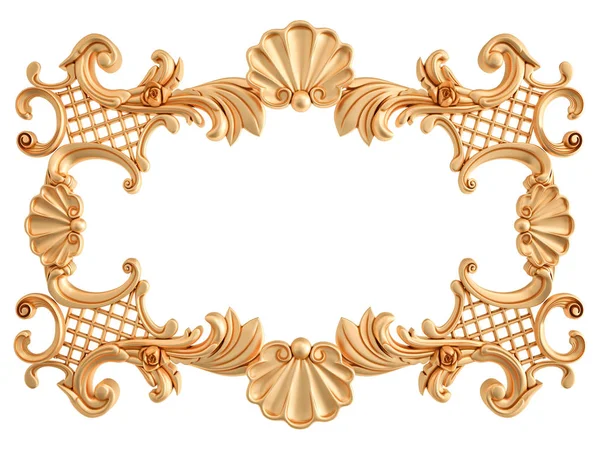 Moldura dourada sobre um fundo branco. Isolados — Fotografia de Stock