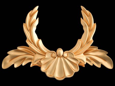 Siyah bir zemin üzerine altın süs. İzole