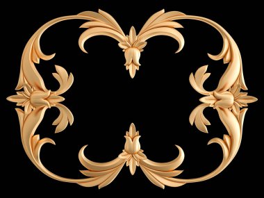 Siyah bir zemin üzerine altın süs. İzole