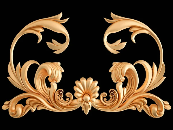 Siyah bir zemin üzerine altın süs. İzole