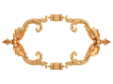 Beyaz zemin üzerine altın süs. İzole