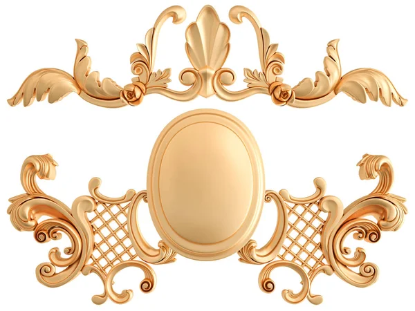 Beyaz zemin üzerine altın süs. İzole