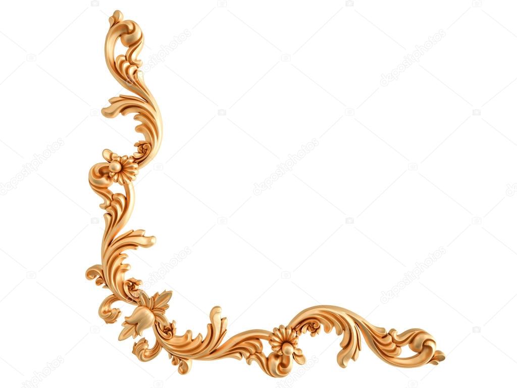 Gold ornament on a white background. Isolated