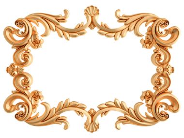 Altın Çerçeve beyaz zemin üzerinde. İzole