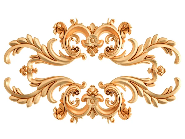 Ornamento in oro su sfondo bianco. Isolato — Foto Stock