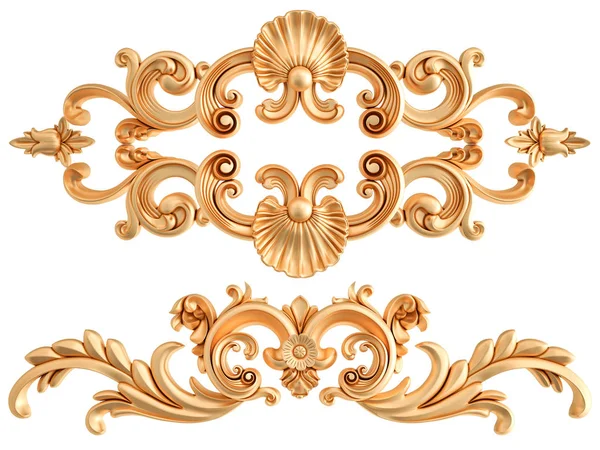 Ornamento in oro su sfondo bianco. Isolato — Foto Stock