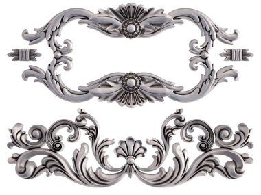 Beyaz bir arka plan üzerinde krom süsleme. İzole