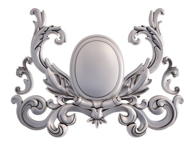 Beyaz bir arka plan üzerinde krom süsleme. İzole