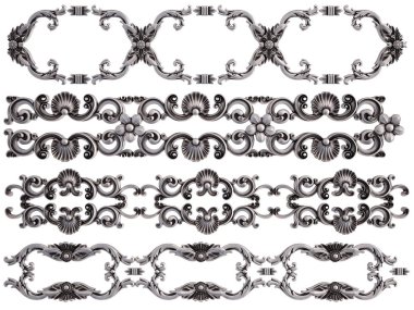 Beyaz bir arka plan üzerinde krom süsleme. İzole