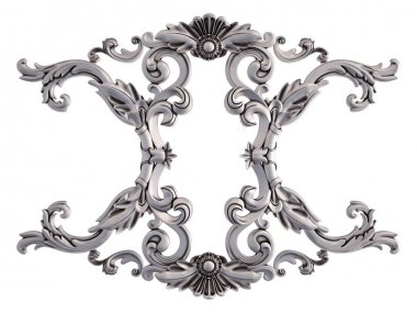 Beyaz bir arka plan üzerinde krom süsleme. İzole